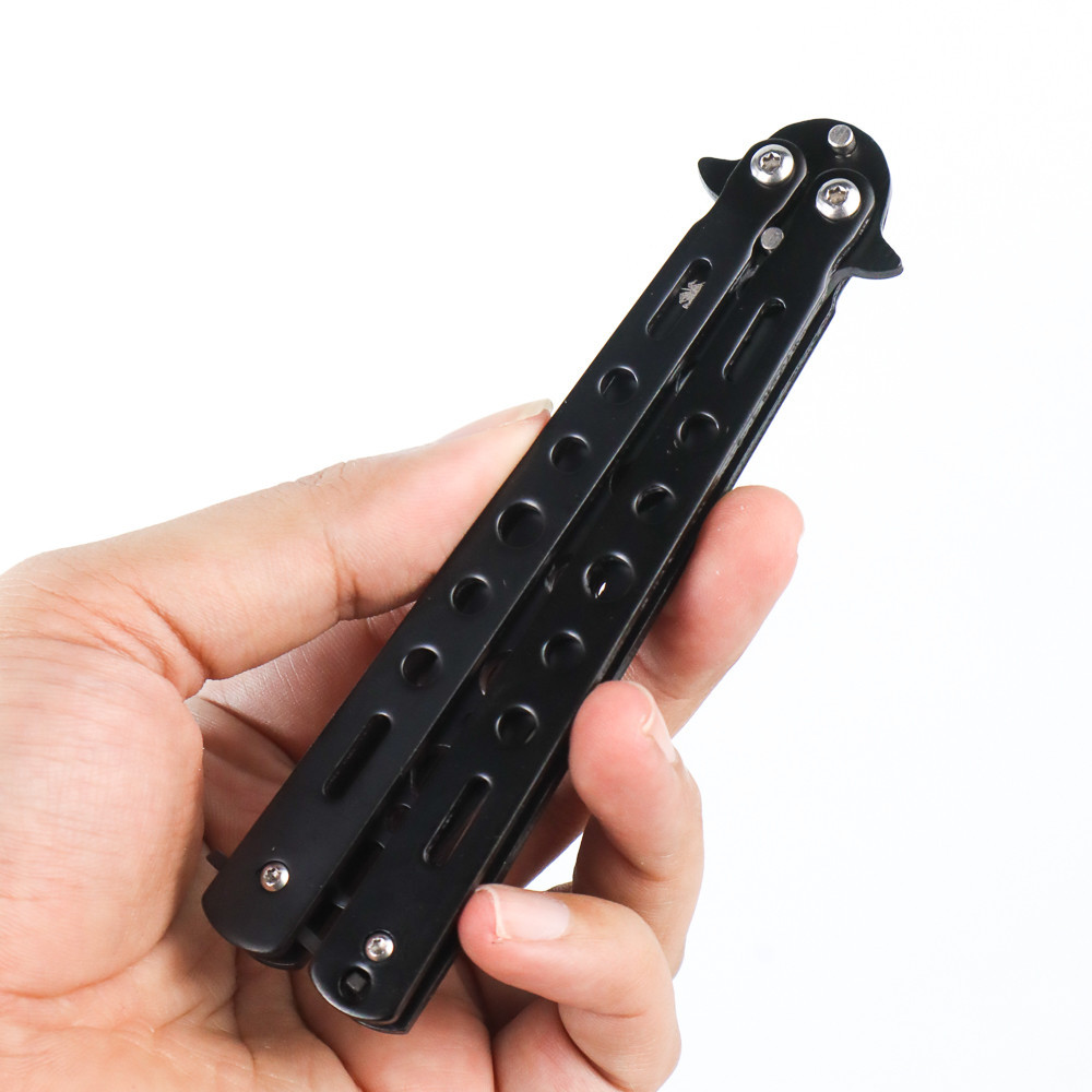 Balisong Lipat Trainer Trik Tumpul Stainless Steel KNIFEZER