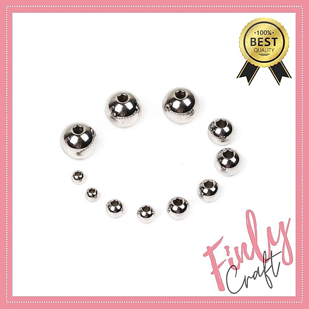 20 pcs Beads Spacer beads stainless Manik spacer manik besi bulat anti karat