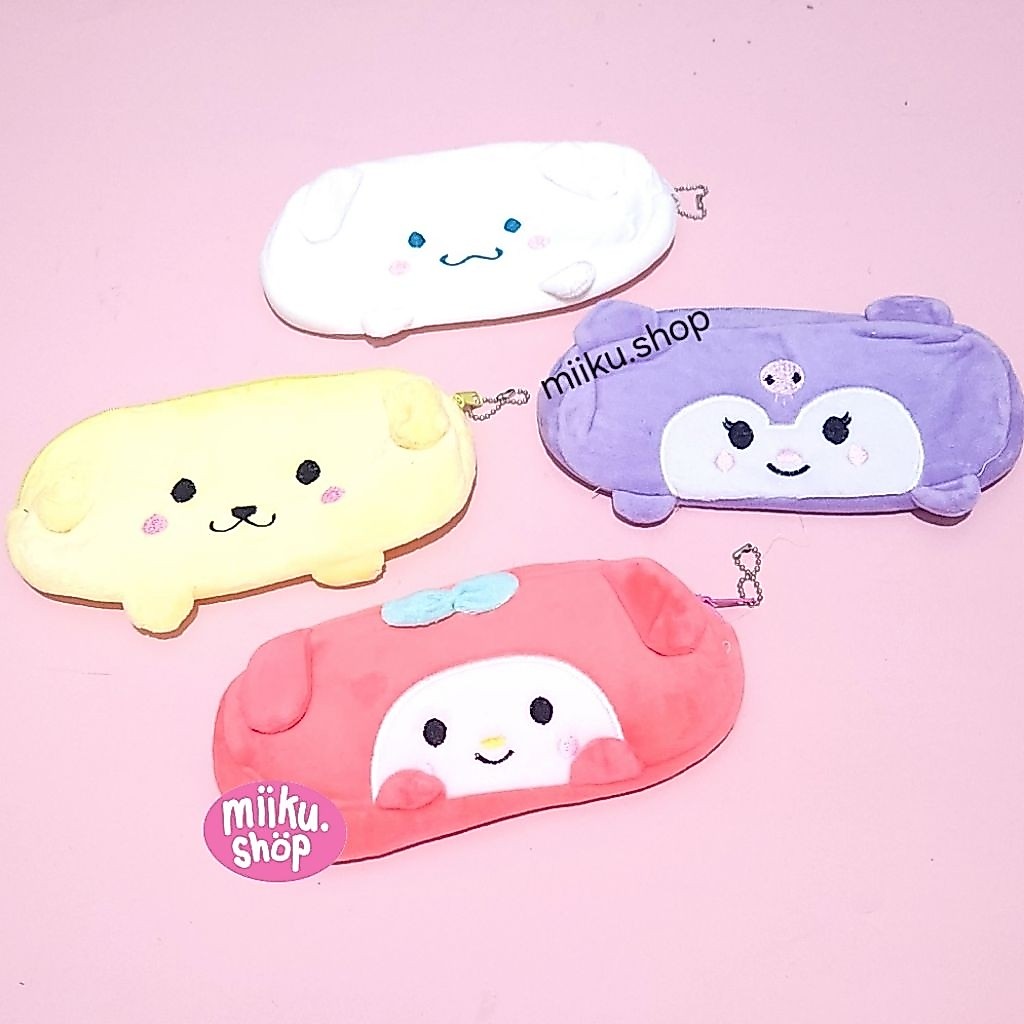 TEMPAT PENSIL POUCH PLUSHY CINNAMOROLL MELODY KUROMI POMPOMPURIN