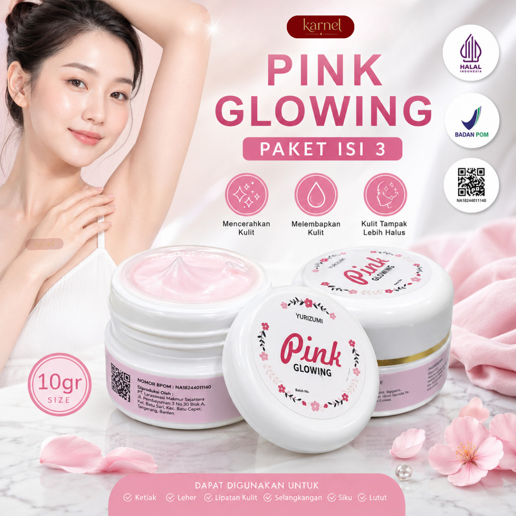 Yurizumi Pink Glowing BPOM - Jelly Glowing Cream Pemutih Wajah Glowing Cepat Penghilang Flek Hitam