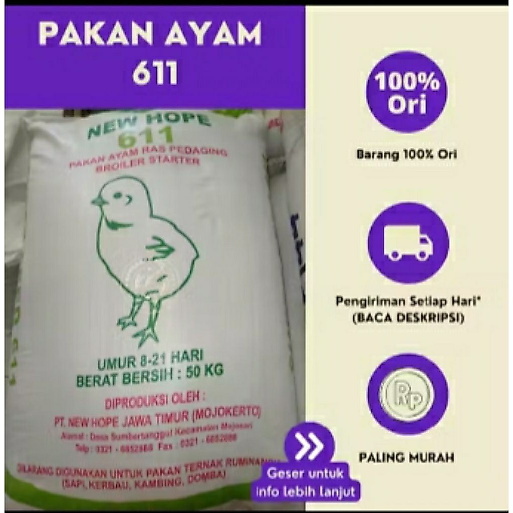 New hope 611 & 612 pakan Pur ayam anakan starter pedaging