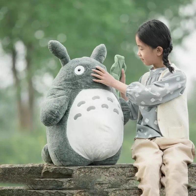 Cartoon Totoro Plush Toy Laugh Heartily Totoro Stuffed Anime Totoro Lotus Leaf Pillow Japanese Style