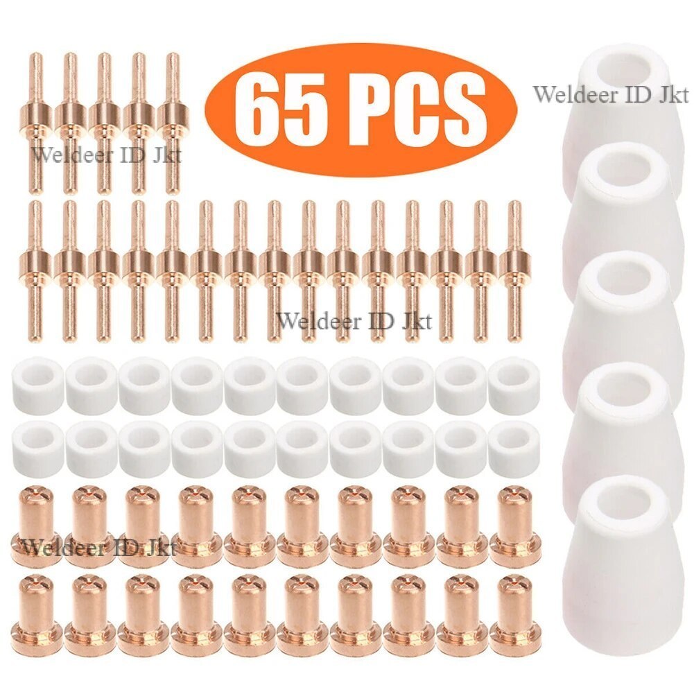 Nosel Elektroda Plasma Cutter Tip Aksesoris PT31 Pemotong Besi Set 65 Pcs
