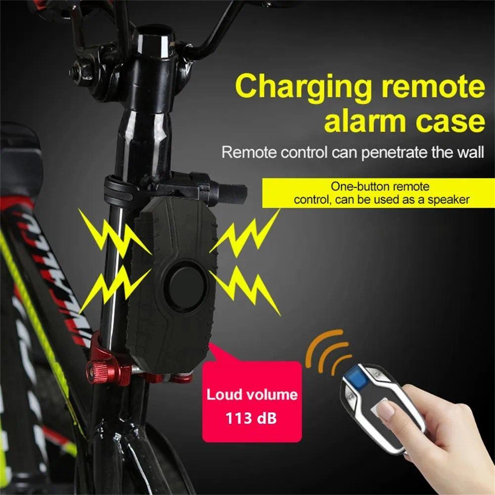 Alarm Getar Sepeda Nirkabel Pengisian Daya USB Tahan Air Alarm Sepeda Listrik Kontrol Jarak Jauh Per