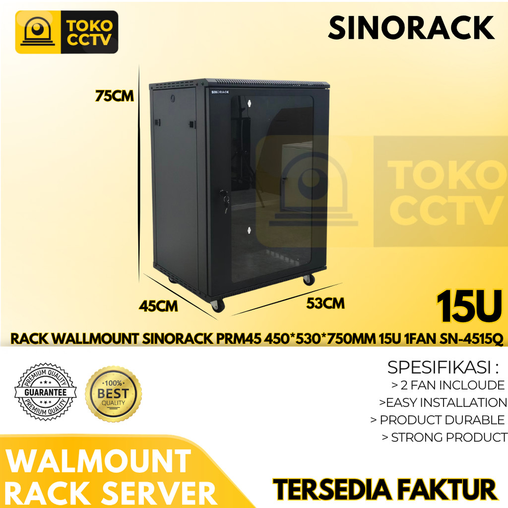 Sinorack Wall Mount Rack Server 15U Hitam Elegan