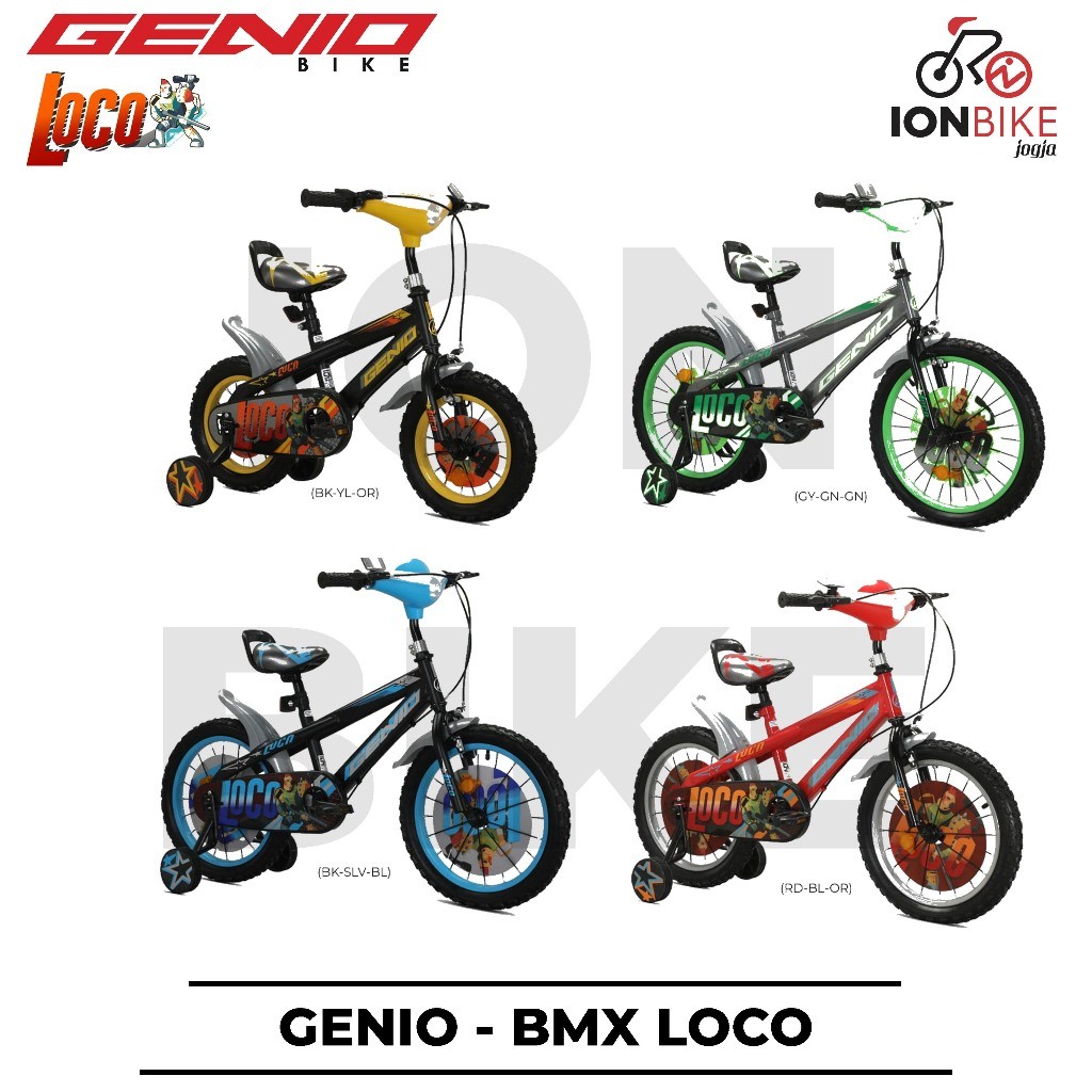 Sepeda BMX 18 Genio Loco New Anak Cowok Laki Laki Bagus Murah Awet Crosser Champ Jurassic Spiderman 
