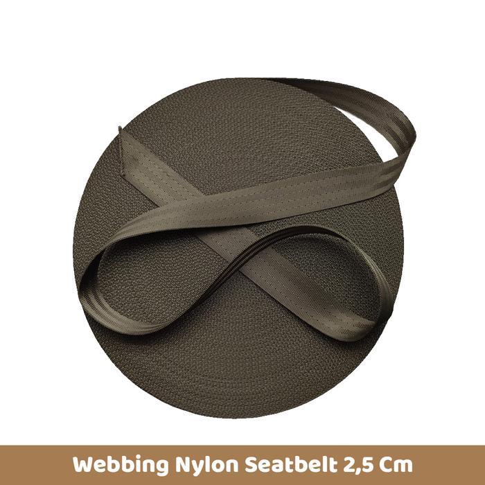 1 Rol Webbing 2.5 cm Nylon pola Seat belt (garis) 45m - Army