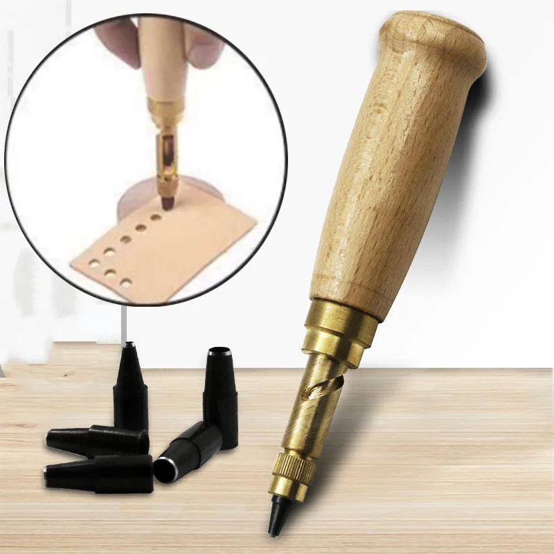 

New DIY Leather Punch Rotary Perforator 6-piece Belt Punch Automatic Belt Punch Replaceable Multi-head Belt Perforator