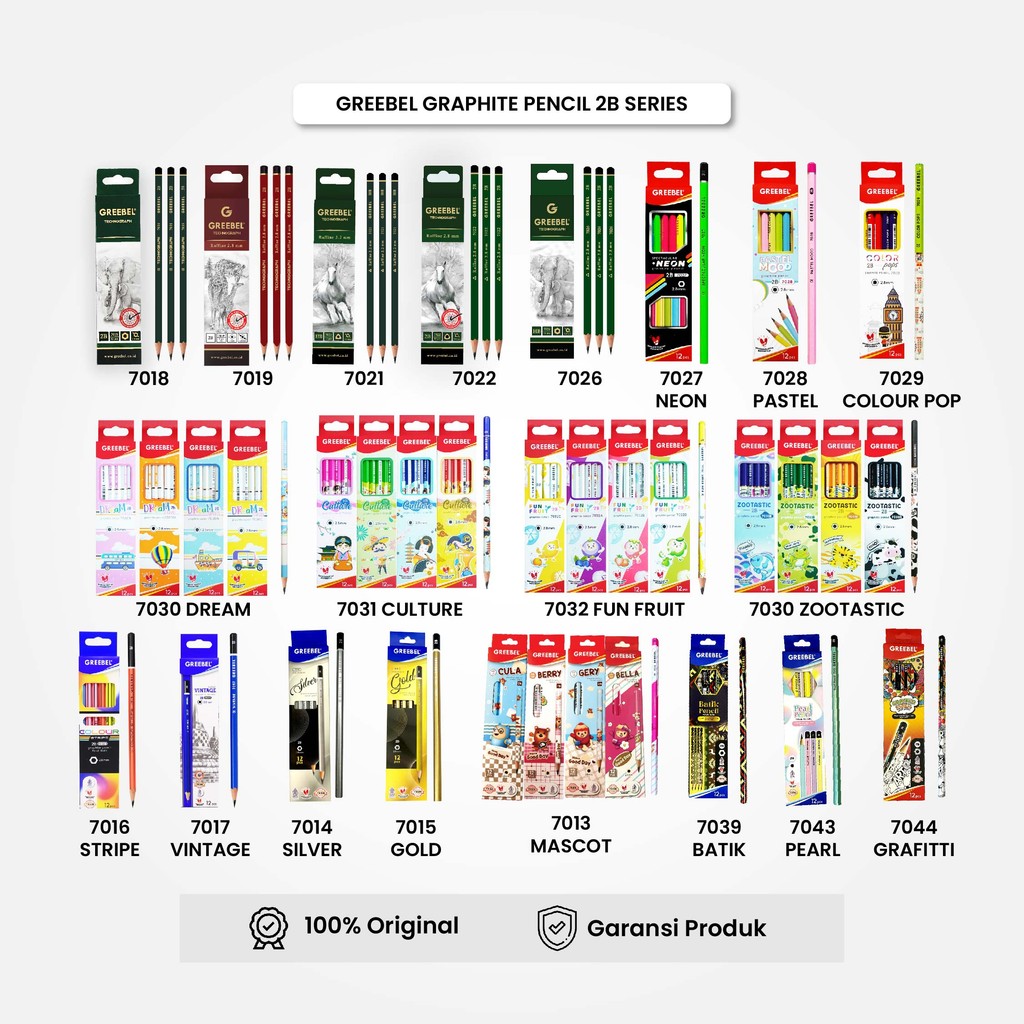 

GREEBEL Pensil Kayu 2B (12PCS/SET) / Pensil Kayu Pensil Tulis Gambar Pencil Grafite