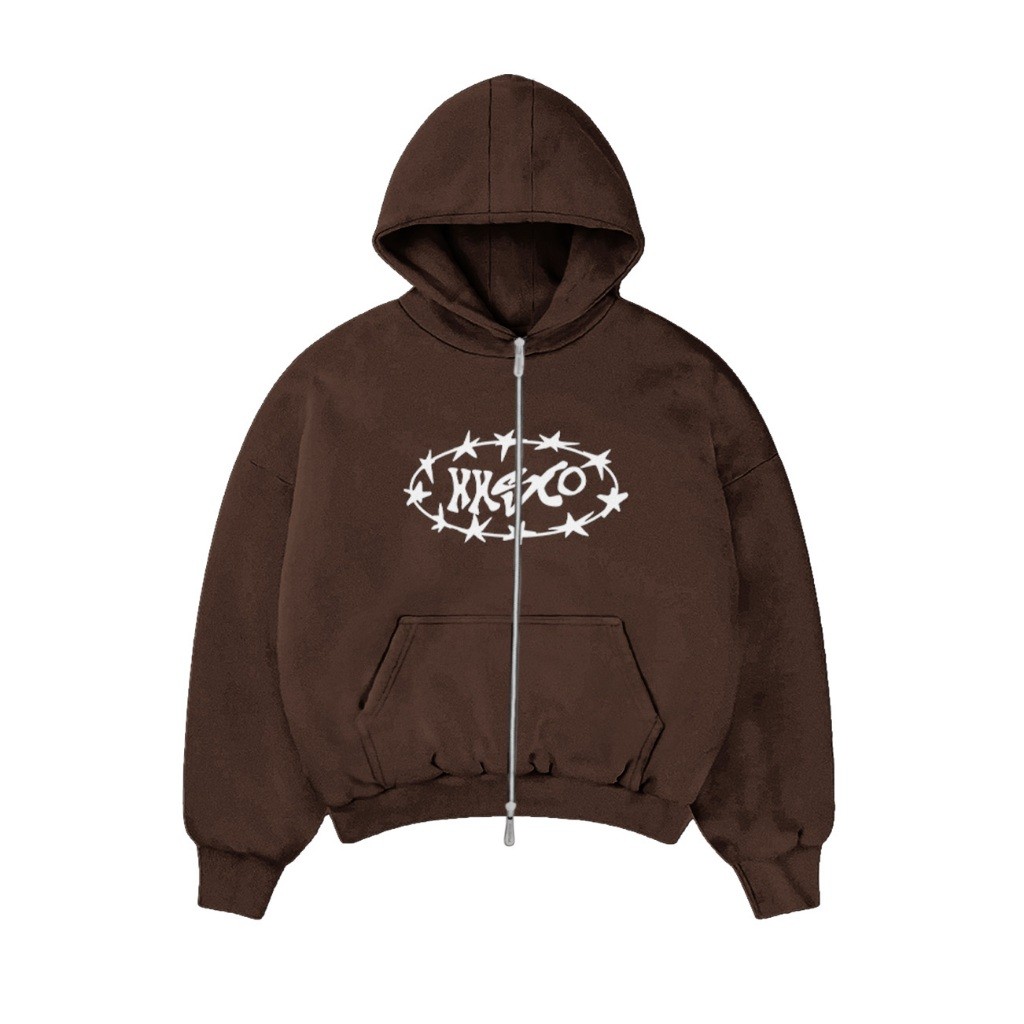 HHSCO - Hoodie Pria Boxy Zipper Dont Funt Brown Original 100% Full Cotton