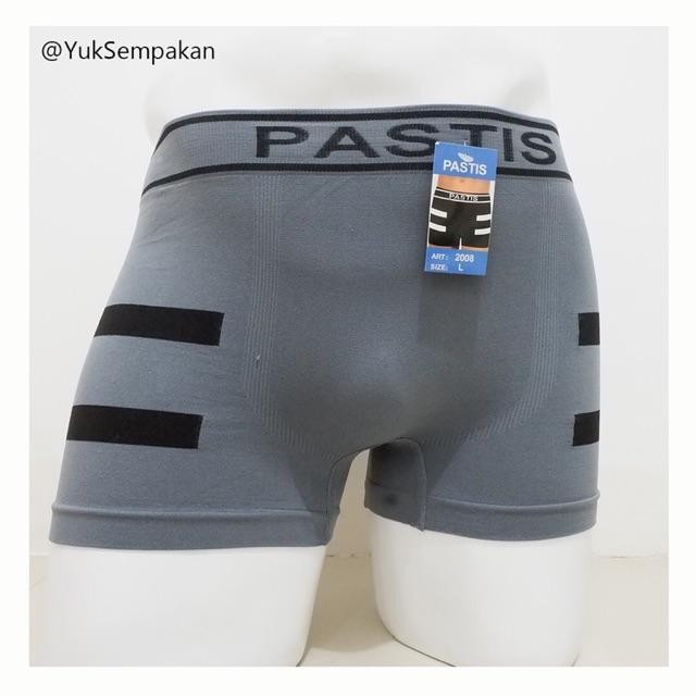 PASTIS-Boxer Pria Pastis Premium Seamless Tanpa Jahitan 1 box isi 3 pcs - random, M Terlaris