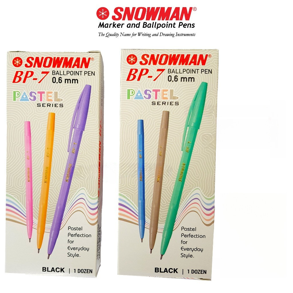 

Bolpen / Pulpen / pena Snowman Ballpoint Pen BP-7 Pastel Series — Black Ink