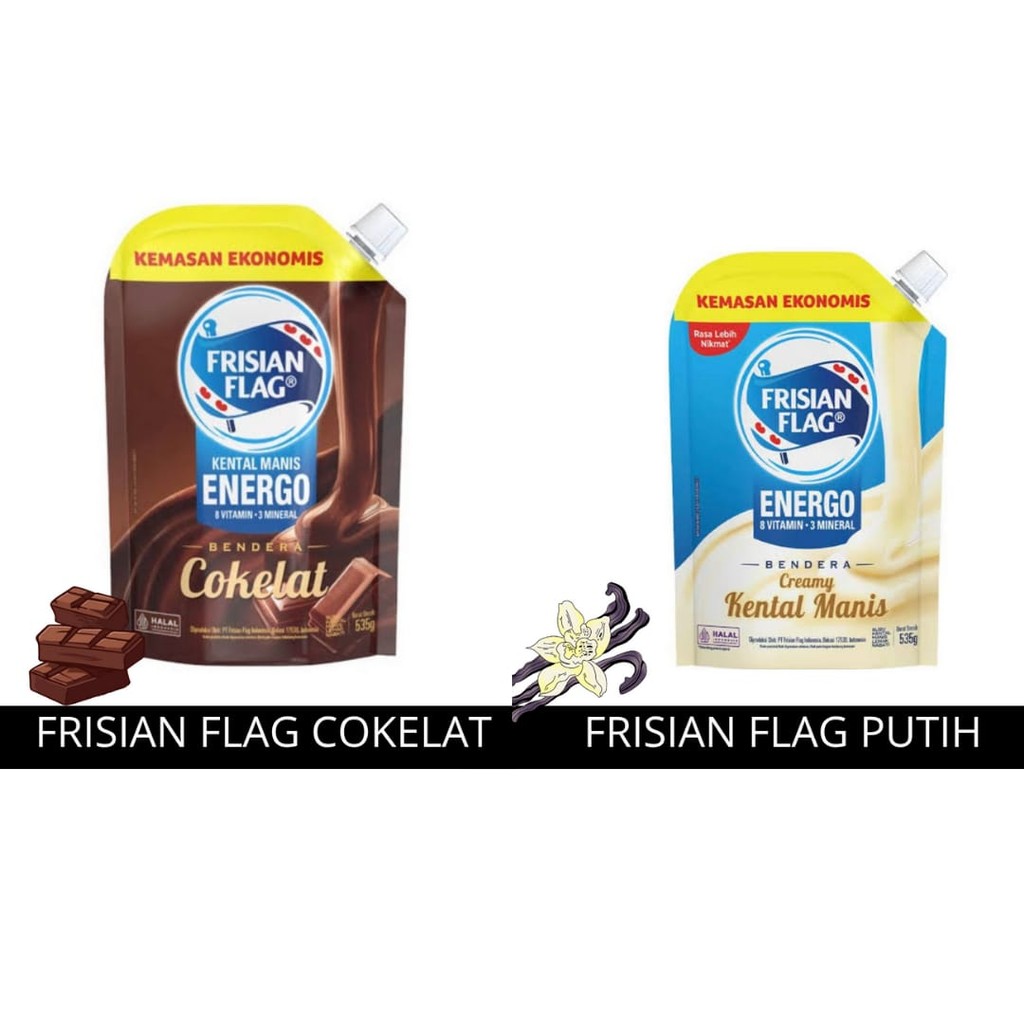 

Frisian Flag Energo Susu Kental Manis Pouch 535gr - Kemasan Ekonomis Cokelat & Putih - Rasa Enak dari Frisian Flag