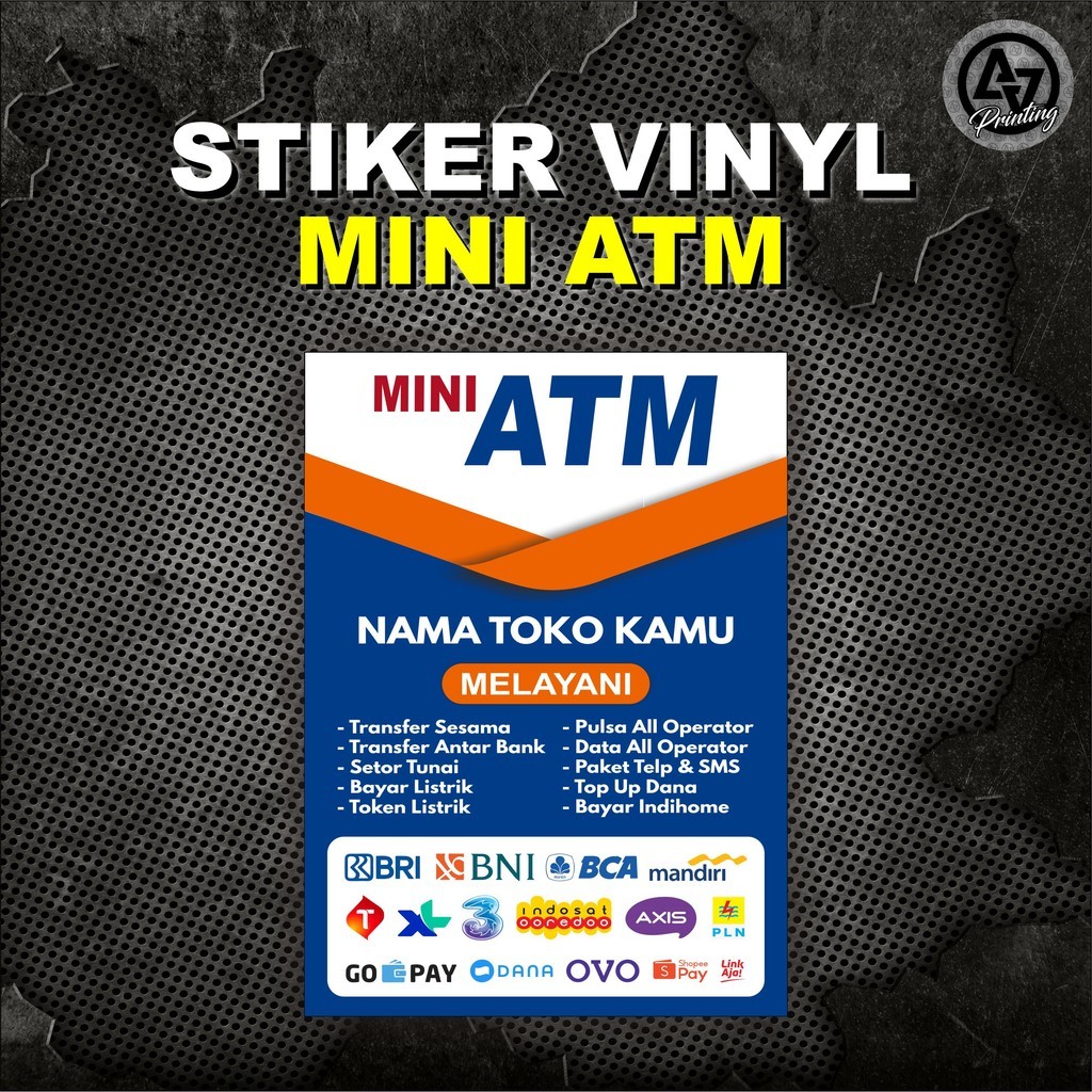 

Stiker Vinyl Mini ATM (Custom, Nama Agen Tulis di Chat/Catatan)