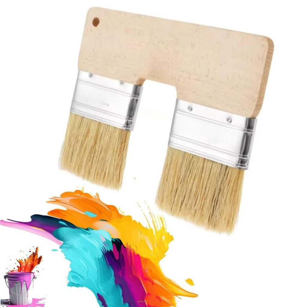 

Double Paint Brush Professional Double Heads Painting Brush Flat Brush Wide Stain Brush for Glues Stains Oil Varnish Paints
