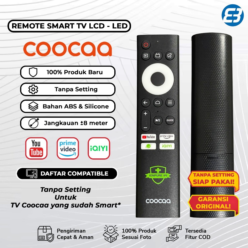 Remote Smart TV Coocaa Original Android LCD LED IQIYI Hjau