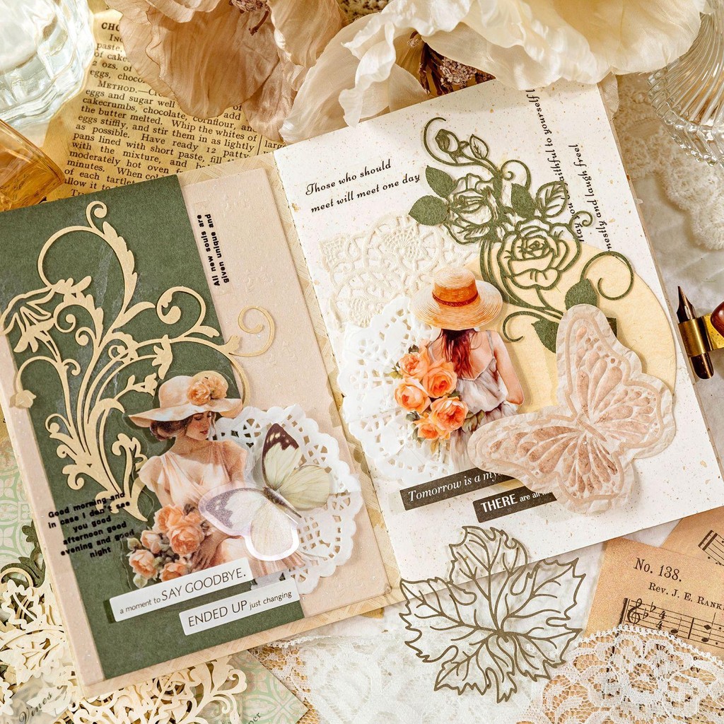 

Kertas Motif Journalling Scrapbook DIY PETALS LEAF LACE BRANCHES Edition untuk Journaling & Craft Craftycharm