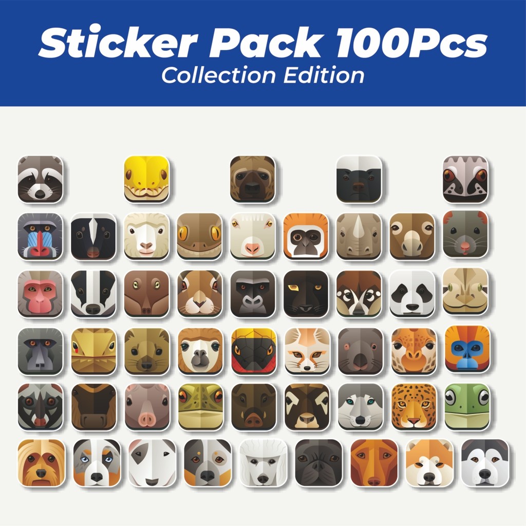 

Hot Stiker Animal Square Icon Lucu Anti Air Stikers Berperekat Waterproof Sticker Decal Buat Motor Helm Buku Journal Koper Casing HP Laptop Botol Minum