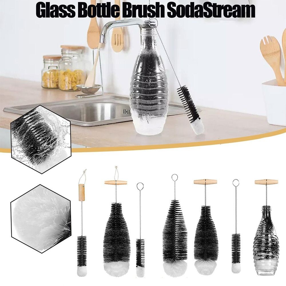 

Long Bottle Brush With Beechwood Handle Soda Stream Bottle Brush Glassware Jars Cleaner Drink Wineglass Bottle Cup Cleaning Tool