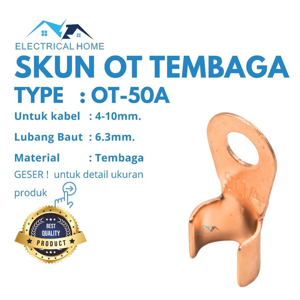 Skun Copper / Skun Kabel CU OT-50A FULL TEMBAGA