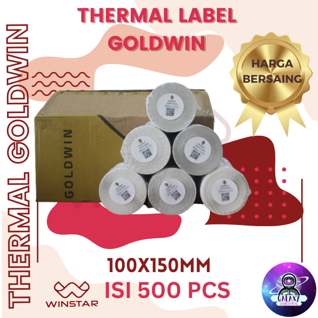 

THERMAL LABEL 100x150 isi 500 MERK GOLDWIN A6 MURAH