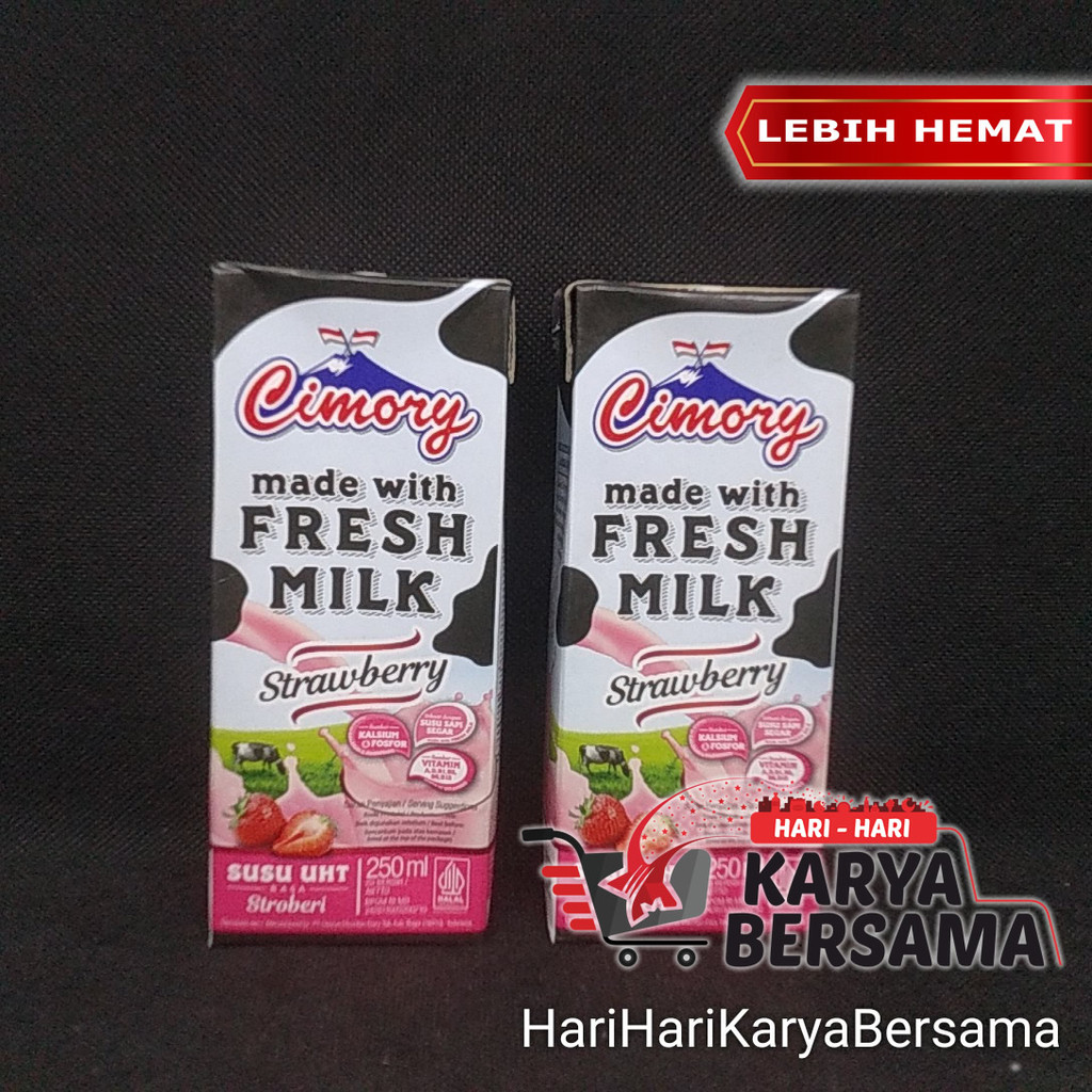

MINUMAN CIMORY SUSU UHT FRESH MILK STRAWBERRY PACK 2'S X 250ML