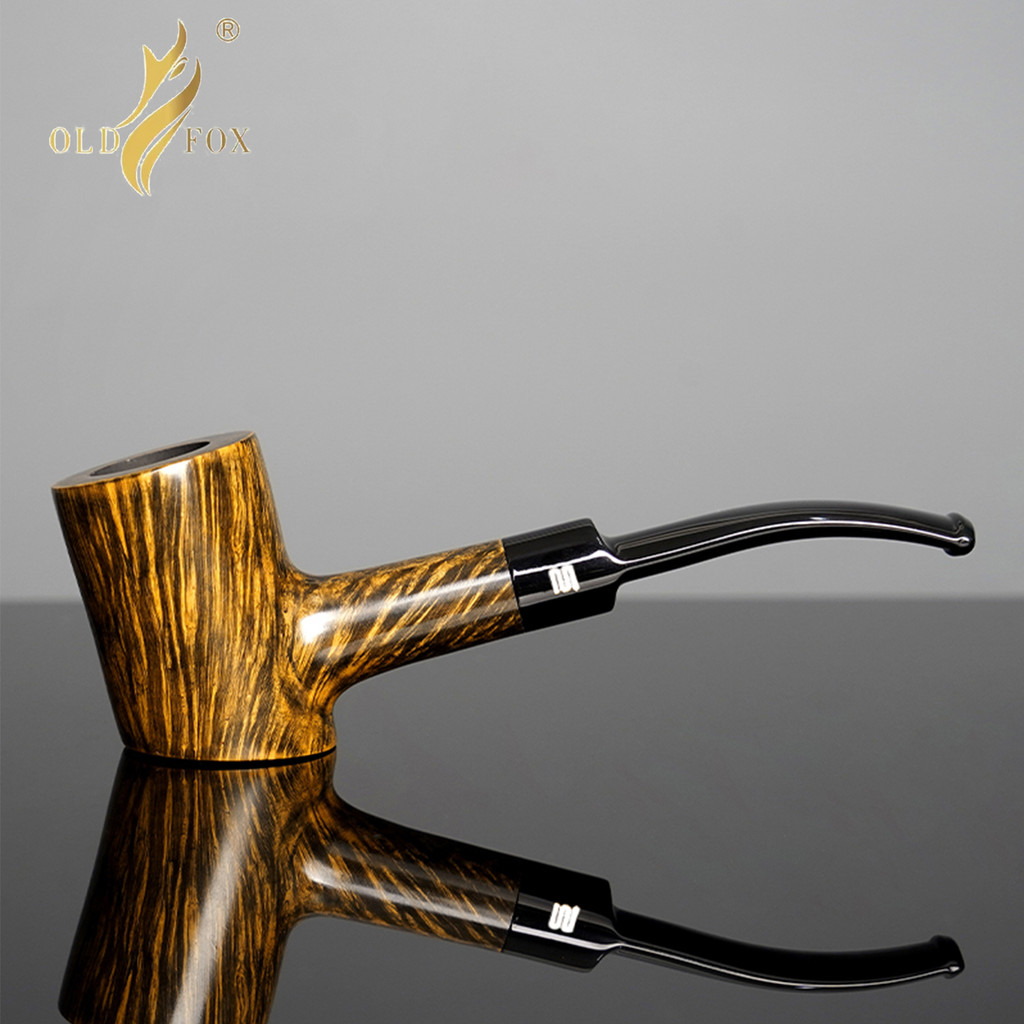 OLDFOX Classic Cherry Wood Briar wood Tobacco Pipe Hand-Carved 9mm Pipe Channel Father's Day Gift wi