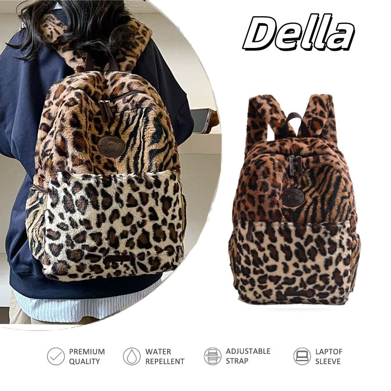 [READY✅] Tas ransel bermotif leopard Tas punggung berbulu lembut / Tas Sekolah ins Korea import fash
