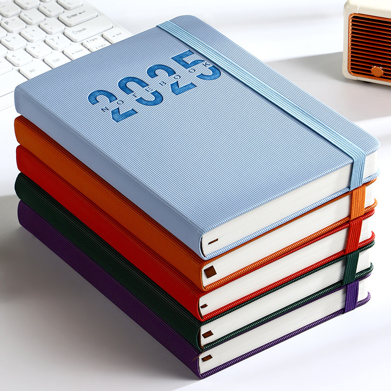 

2025 striped diary, water-resistant design with a skin-like leather surface, from planning to scheduling, improving efficiency.