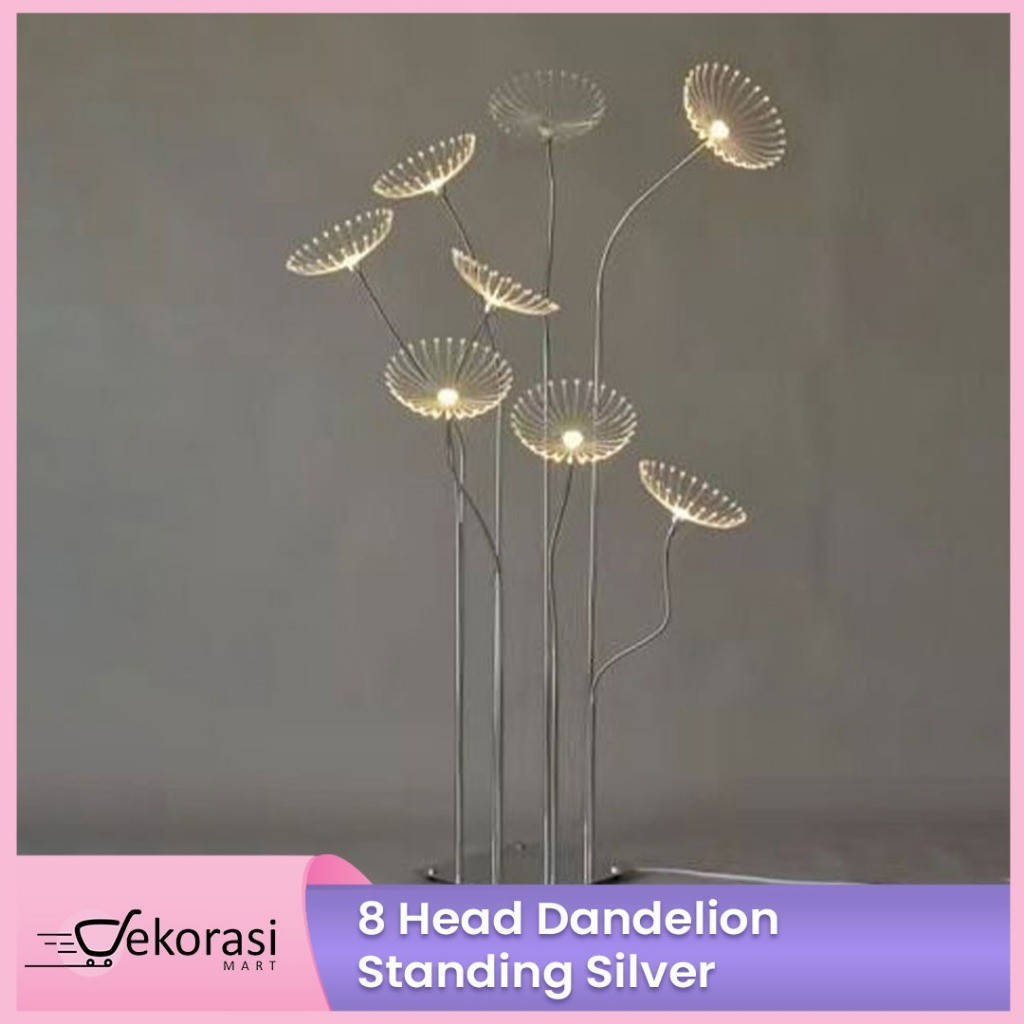 8 Head Dandelion Standing Silver/dekorasi pesta/dekorasi pernikahan/lampu standing/lampu dekorasMura