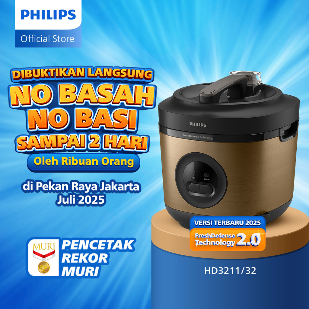 Philips Rice Cooker Magicom 1.8 L - 3000 Premium Series HD3211/32 - Gold - Bakuhanseki Inner Pot - A