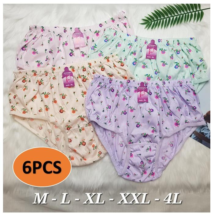 [Promo] Celana Dalam Wanita 6pcs Motif Bunga Katun CD Wanita Grosir Konveksi - L