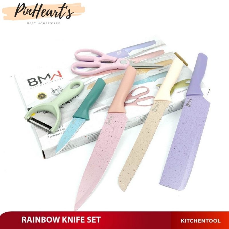 HSO - PISAU SET BMW RAINBOW 6IN1 INDAH & ELEGAN | KITCHEN SET | PISAU SET