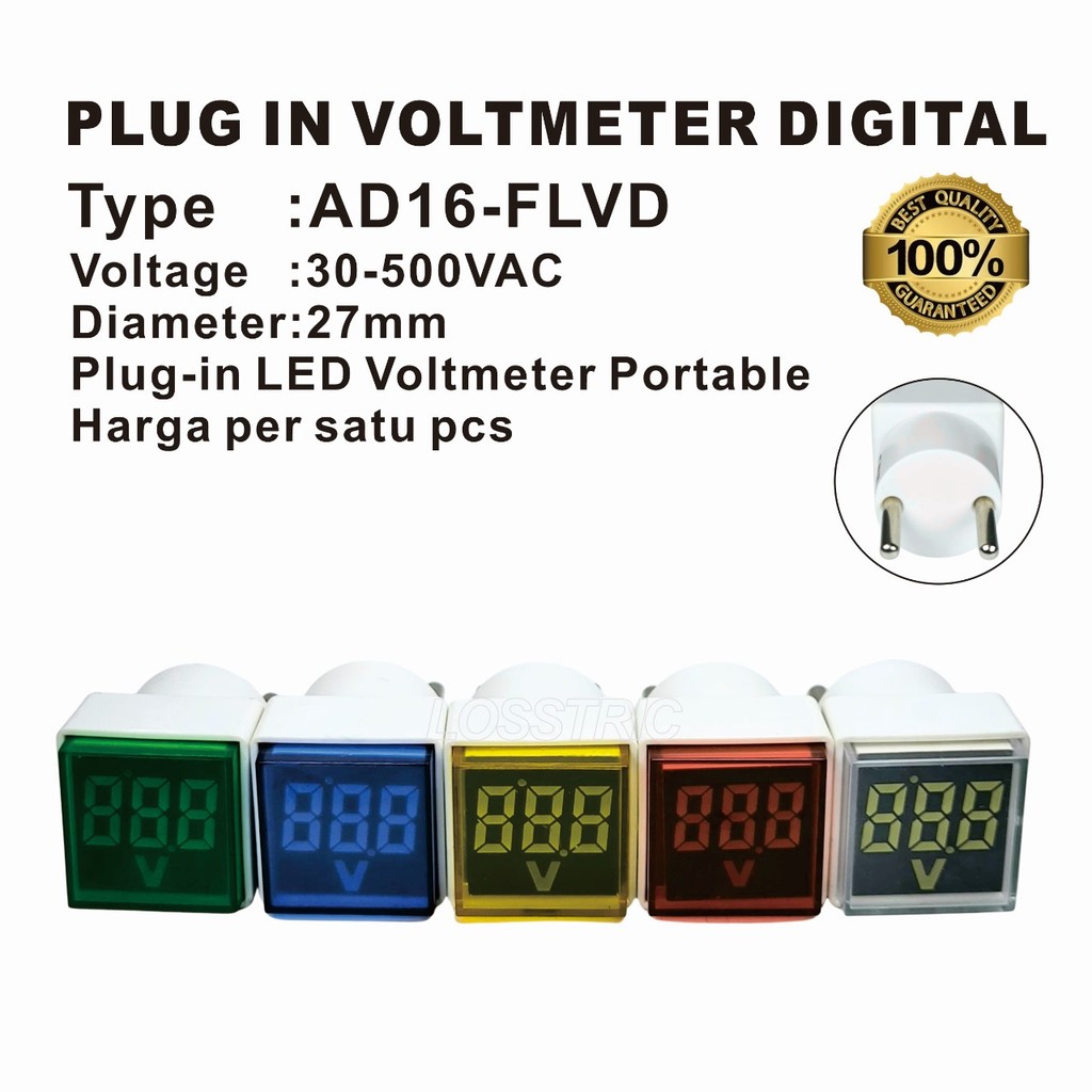 Volt Meter Digital Plug In / Colokan AD16-22FLVD With Indicator Lamp LED Kotak