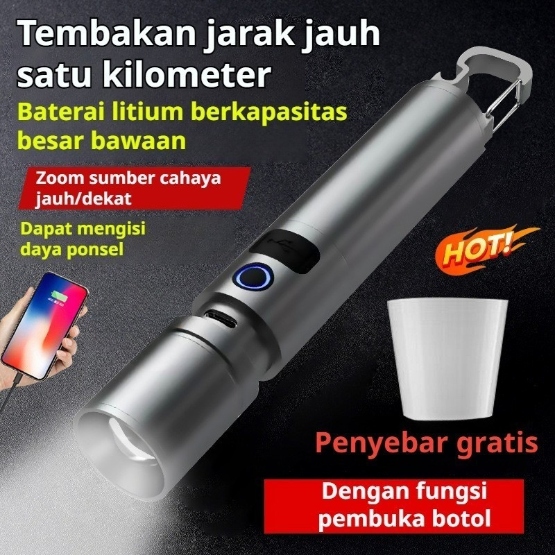 Senter Laser Zoom Multifungsi Yang Dapat Ditarik  Laser Outdoor LED Lampu