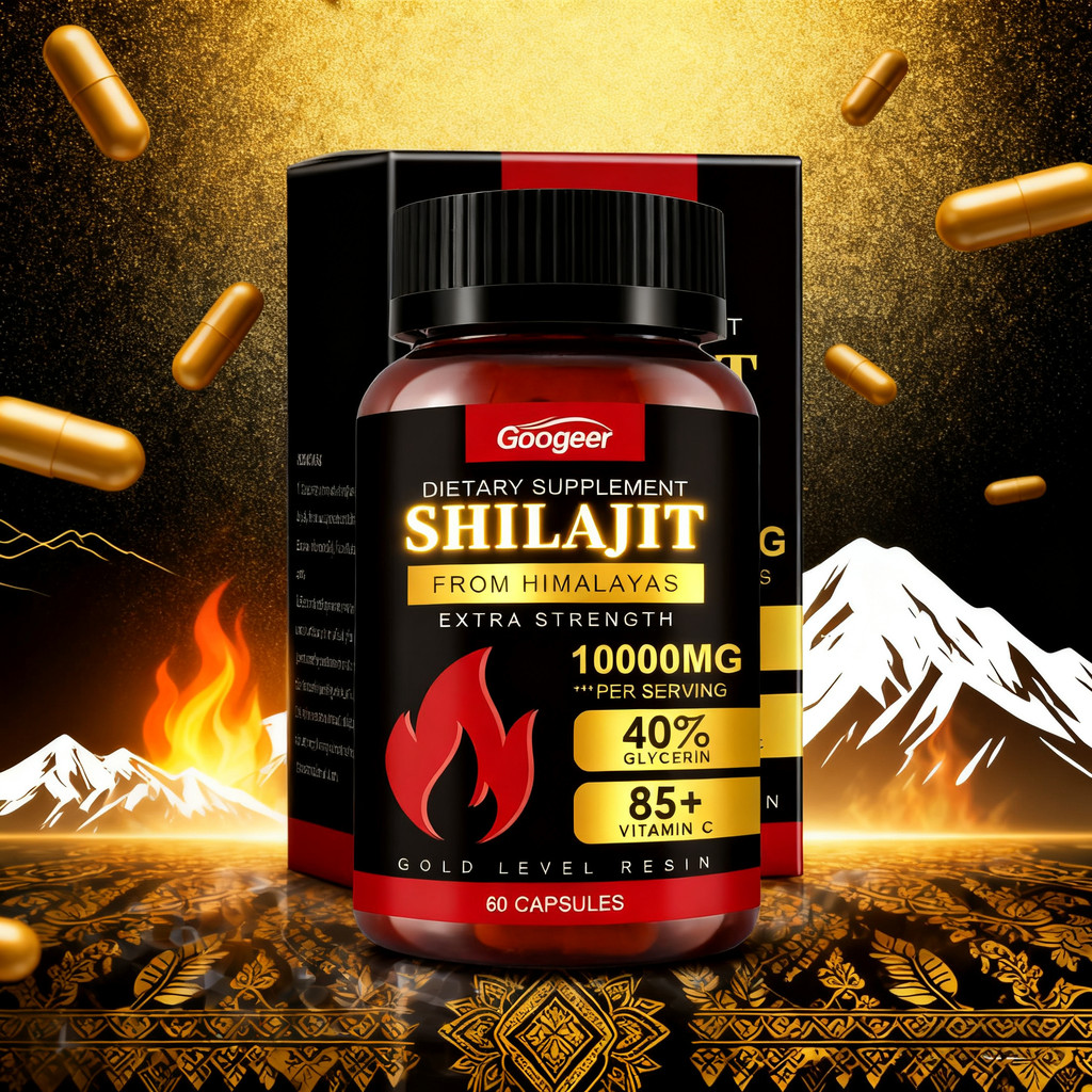 Shilajit Himalaya 1000mg - Suplemen Pembangkit Energi & Stamina Pria, Ekstra Kuat 60 Kapsul  CO1130