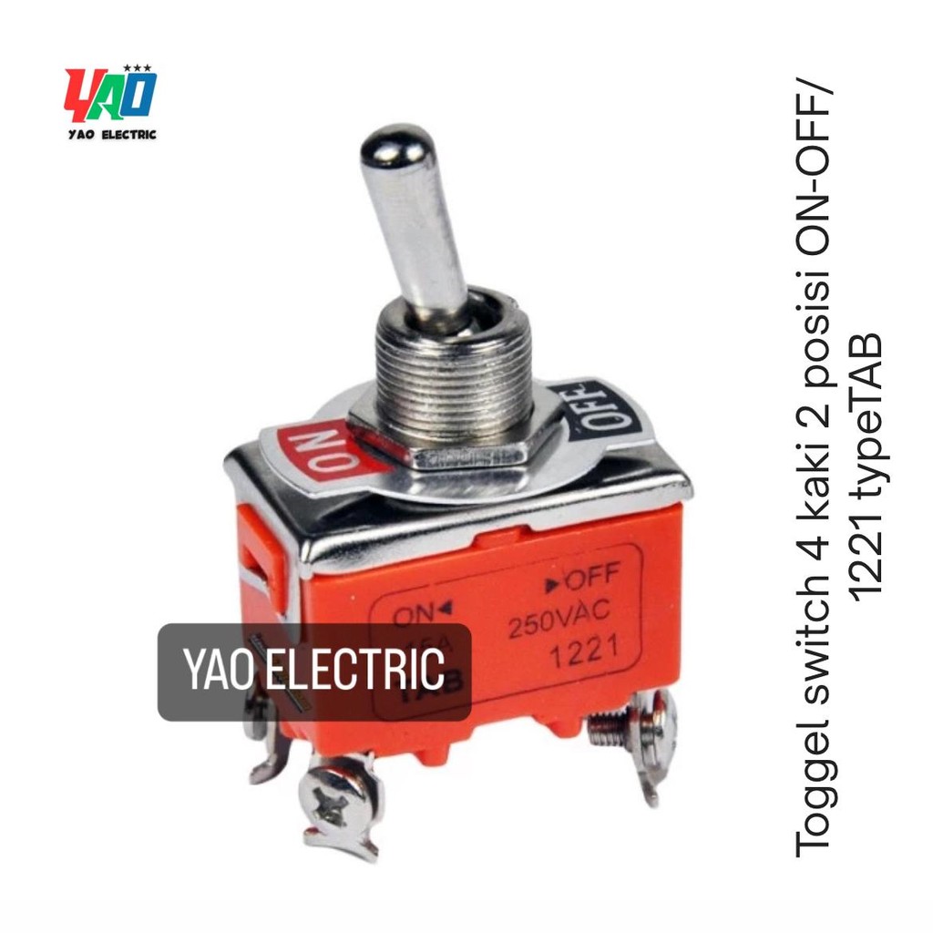 Toggle switch 4 kaki 2posisi on off 1221 TAB