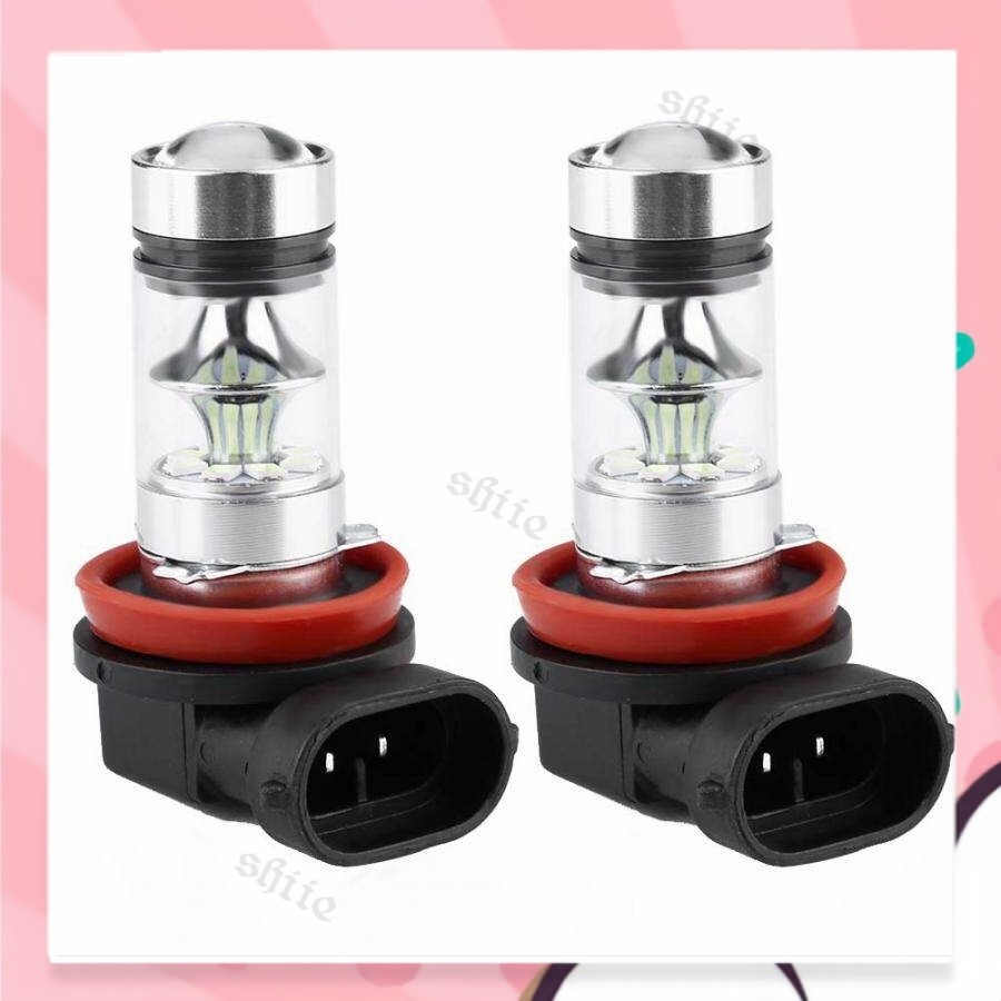 2 Lampu Kabut LED Mobil H11 H8 Foglamp 100W Super Terang 4300K 1500LM Warna Putih Kuning