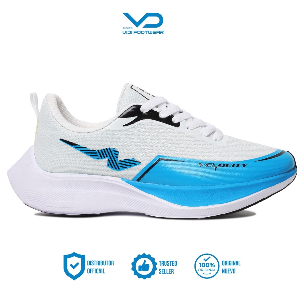 SEPATU RUNNING NEW NUEVO VELOCITY PUTIH BIRU OLAHRAGA LARI PRIA