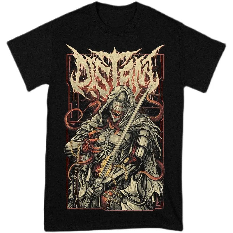 Kaos DISTANT Band Pria Musim Panas Leher Bulat Lengan Pendek Katun Nyaman Longgar Harajuku Pakaian P