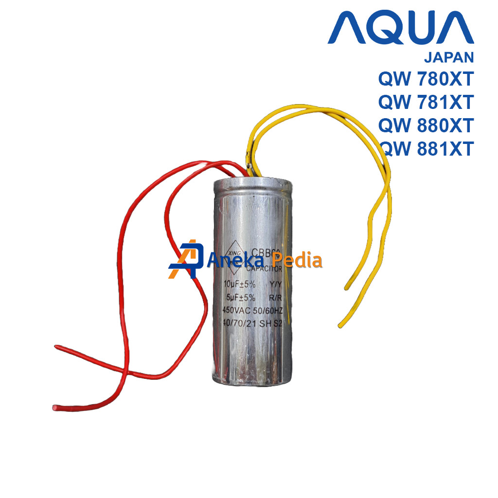 KAPASITOR AQUA 7 - 8 Kg QW 780XT 781XT 880XT 881XT Capacitor Starter Mesin Cuci 2 Tabung QW780XT QW7