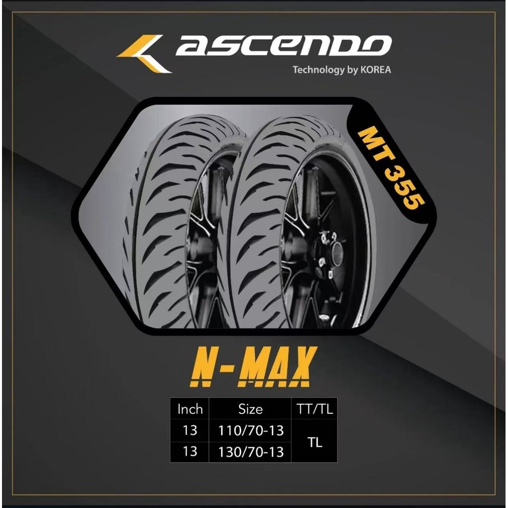 BAN LUAR MOTOR ASCENDO 110/70-13 RING 13 TL TUBELESS NMAX