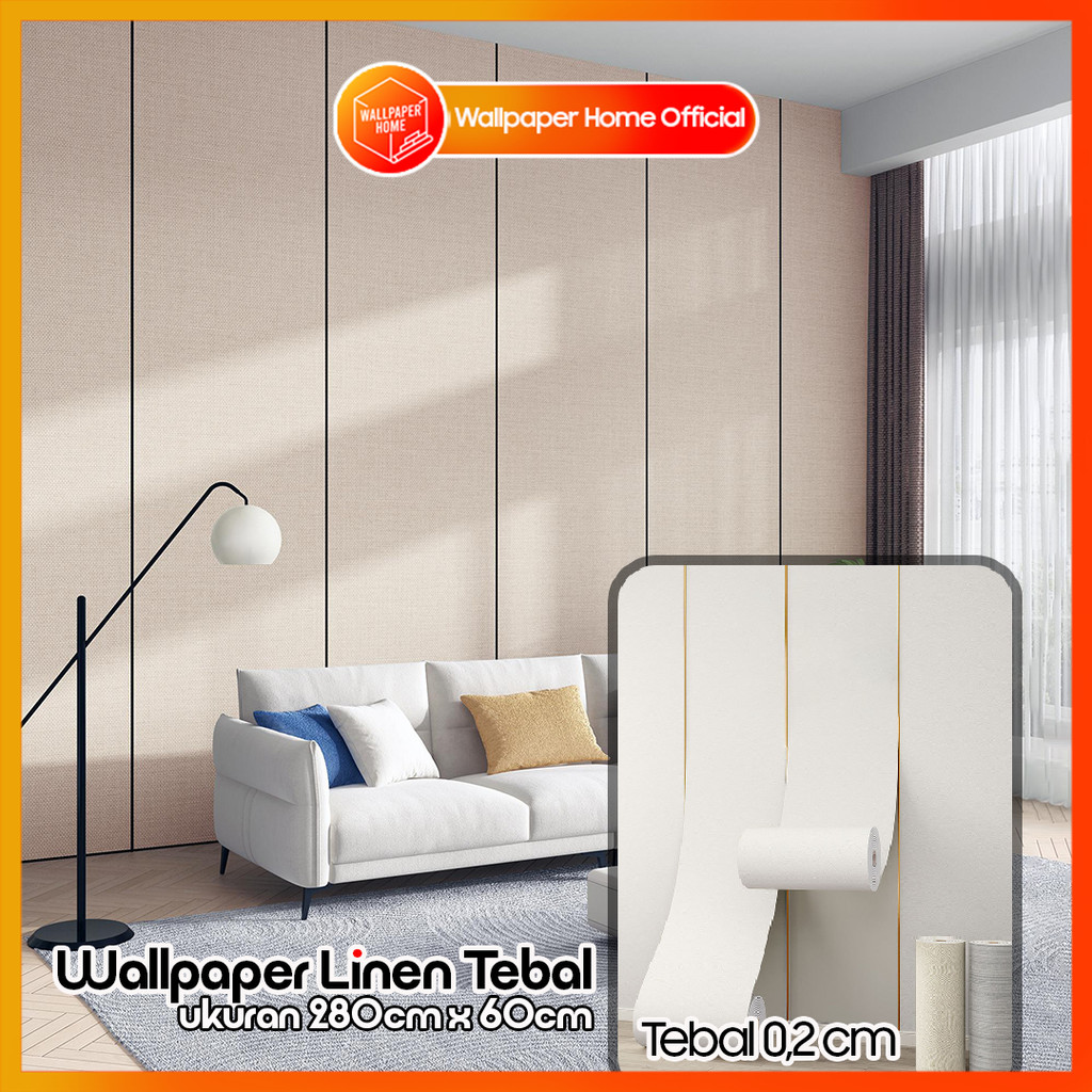 Wallpaper Dinding Linen Premium Tebal Bahan PVC Roll 280x60 cm Dekorasi Kamar Anti Lembab