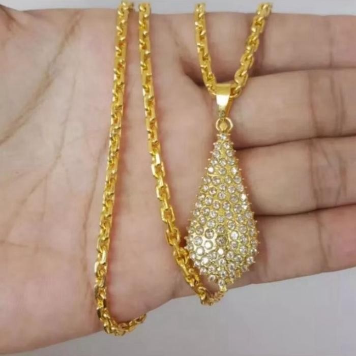 Kalung Perhiasan Emas Asli 5gram Kadar 875 Model Liontin Labu Matahari Ada Surat