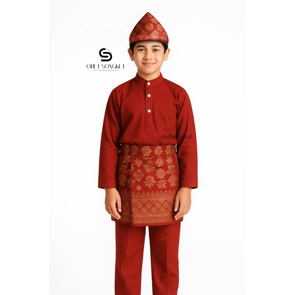 PAPESZ Baju Koko Muslim Anak / Baju Melayu / Baju Muslim Anak/ Baju Celana + Rumpak Tanjak