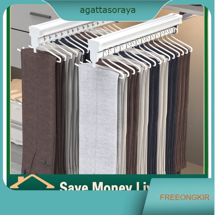 Tarik-Keluar Lemari Pakaian Gantungan Baju Tarik rak Rel pakaian Penyimpanan Hanger Serbaguna Celana