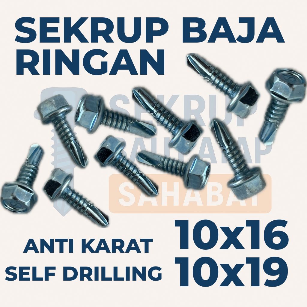 SEKRUP BAJA RINGAN 10x16 & 10x19 – Sekrup Seng / Baut Seng / Sekrup Baja Ringan / Metal Screw Anti K