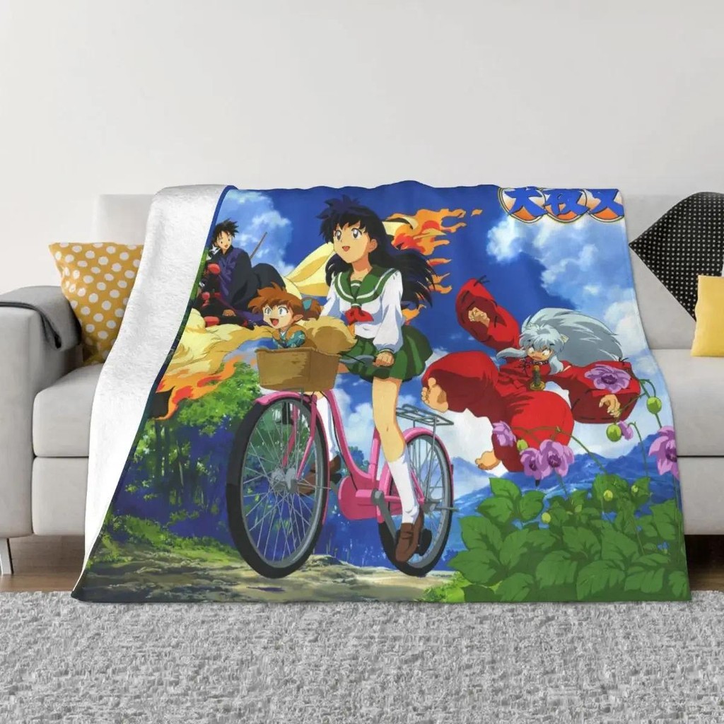 Anime Kagome Shippou Blanket Coral Fleece Plush Summer Air Conditioning Japanese Inuyasha Throw Blan