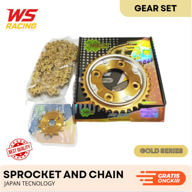 GEAR GIR SET KEV GOLD MOTOR HONDA BLADE REVO ABSOLUT REVO FIT, SPROKET CHAIN RANTAI DAN GIR MOTOR gi