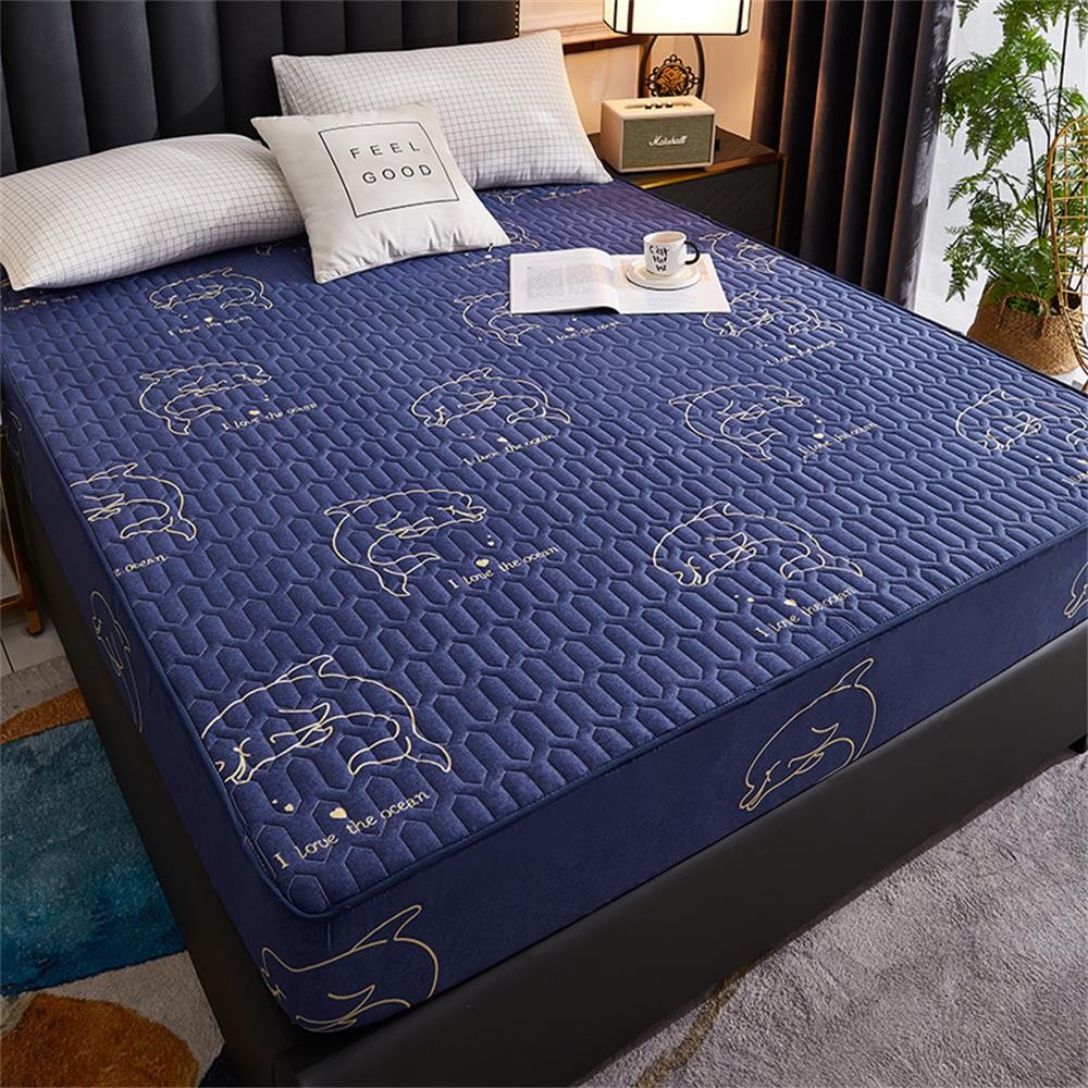 Waterproof Thicken Mattress Pad Protector Skin-Friendly Durable Fitted Sheet Bed Cover Latex Mat Cov